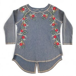 🌸 Angel + Premium Embroidered Thermal 3/4 Sleeve Tunic Top | Size Large 🌸